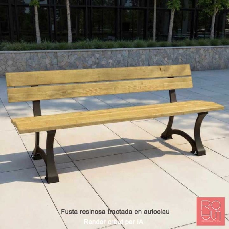 Banc urbà Mora de fosa i fusta